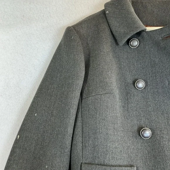 Vintage Betty Rose Gray Wool Jacket Double Breasted 1960s Mod Coat Damage - Picture 4 of 16